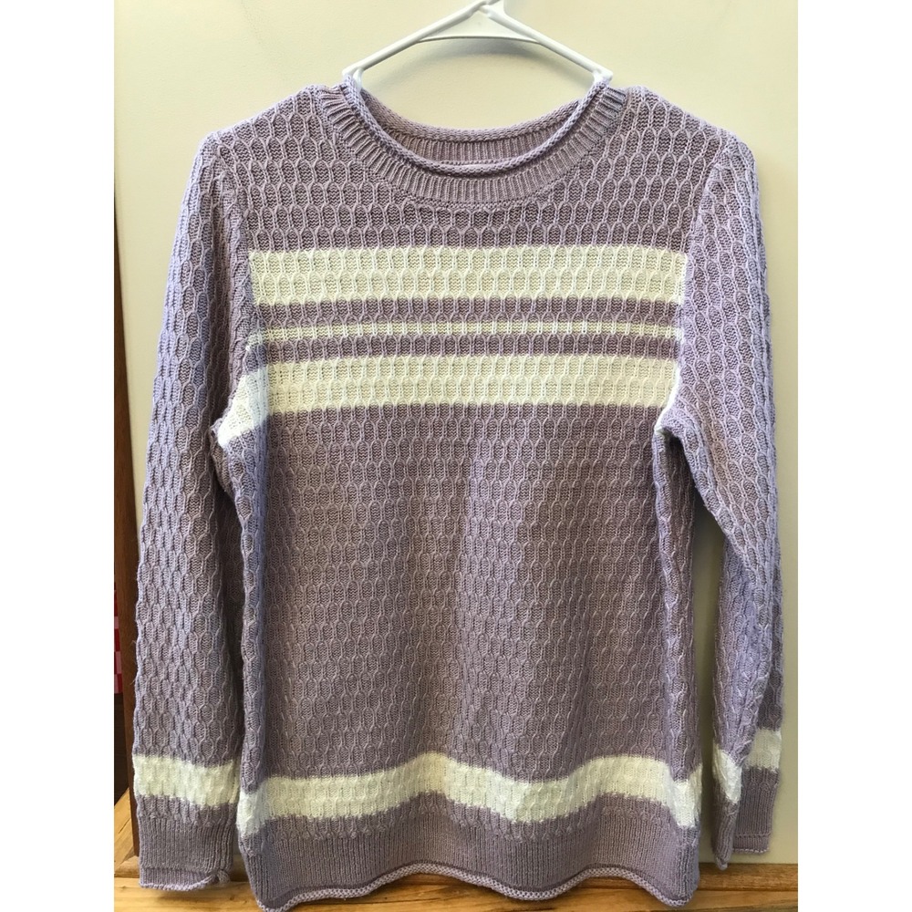 Christopher & Banks Sweater Womens Medium Purple Honeycomb Knit Stripe